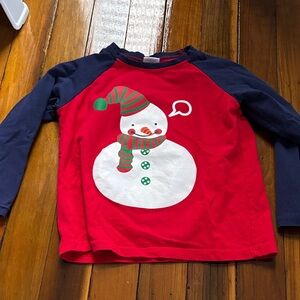 Kids Snowman Raglan Shirt - Red and Navy